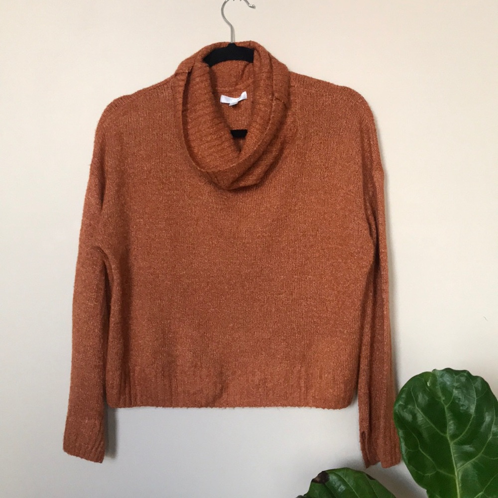 Crop Top Sweater Cowl Turtle Neck